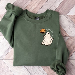 Spooky Season Sweatshirt, Crewneck Sweatshirt, Pumpkin Fall, Cute and Scary, Autumn Shirt, Spooky Sweatshirt, Halloween, Ghost, Black, PSL