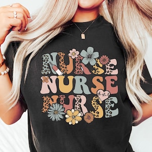 Retro Nurse Shirt, Wild Flowers Nurse T Shirt, RN Nurse Shirt Registered Nurse Shirt, Nurse Student Tee, New Nurse Gift, Nurse Appreciation