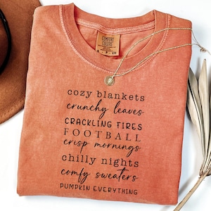 Comfort Colors® Cozy Blankets Crunchy Leaves Crackling Fires Football Shirt, Womens Halloween Shirt, Thanksgiving Gifts, Autumn Shirt