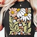 Yimoya Vintage Floral T-Shirt For Women - Boho Wildflowers Graphic Tee, Short Sleeve Crew Neck Top
