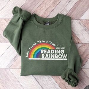 Reading Rainbow Shirt, Retro Librarian Shirt, Book Lover Gift, Bookworm Tee, Teacher Appreciation Shirt, Retro Rainbow School Shirt