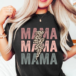 Retro Mama Shirt, Leopard Mama Shirt, Mom Life Shirt,Girl Mama Shirt, Motherhood Shirt, Cute Mom Shirt,Mothers Day Gift,Mama T-shirt