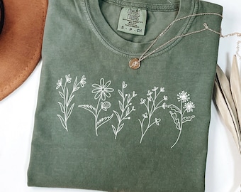 Comfort Colors® Wildflower Shirt, Floral Cottagecore Shirt Comfort Colors® Wildflower Shirt, Floral Cottagecore Shirt
