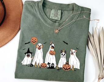 Comfort Colors® Сute Ghost Dog T-shirt, Ghost Dog Tee,Halloween Dog T-shirt, Spooky Season Gift, Dog Lovers Tshirt, Halloween Cute Shirt