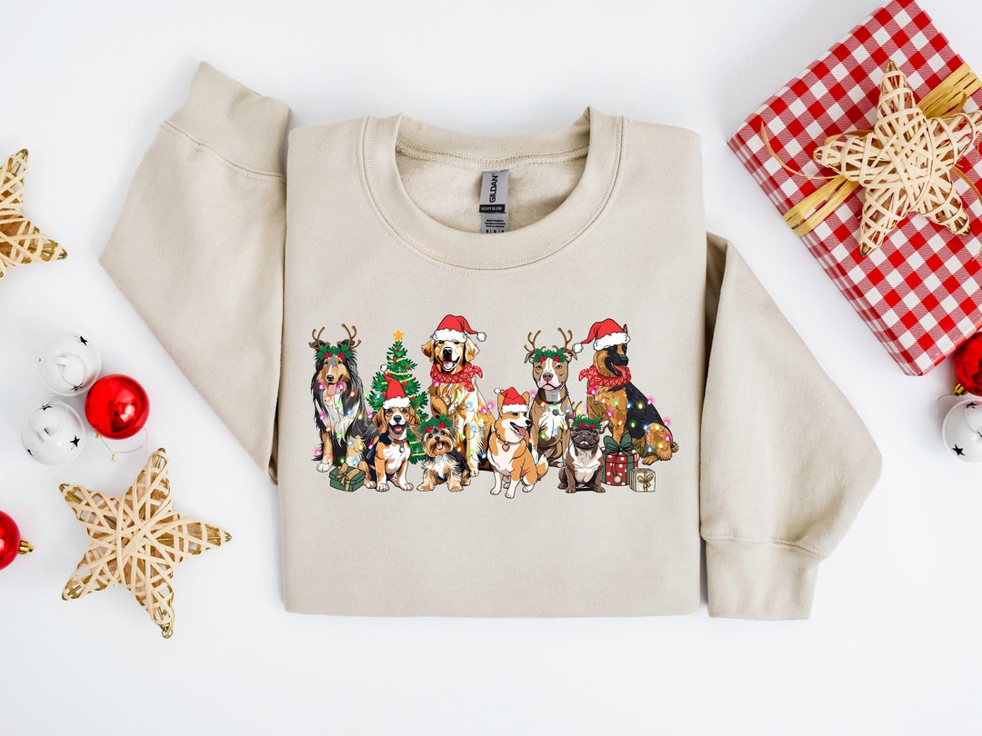 Christmas Dog Sweatshirt,christmas Santa Dog Sweater,retro Christmas