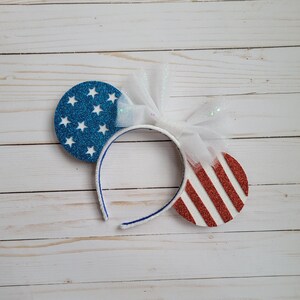 4th of July Inspired Glitter Mickey/Minnie Ears