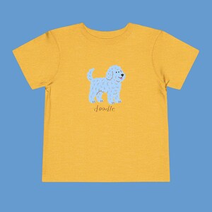 Blue Doodle Pup Toddler Short Sleeve Tee, Cute Dog Lover Shirt for Kids, Animal Graphic Tshirt, Playdate Outfit, Nature Adventure Top image 7