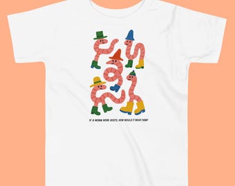 Worm Boots Kleinkind T-Shirt - Lustiges Retro Tier Shirt - Wunderliches Kinder T-Shirt