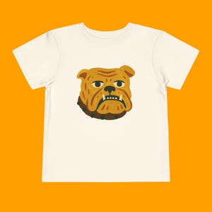 Grumpy Bulldog Toddler Short Sleeve Tee, Kids Vintage Cartoon Shirt, Hand-Painted Dog Lover Tee, Attitude Toddler Shirt, Toughies Shirt,