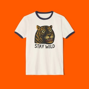 Camiseta vintage Tiger 'Stay Wild' Ringr, estampado de arte popular