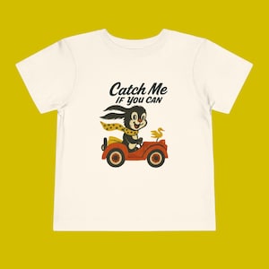 Retro konijntje peuter T-shirt, Fast Rabbit Race Car kindershirt, Catch Me If You Can, vintage cartoon kinder T-shirt, Speedy Kids top, Playtime
