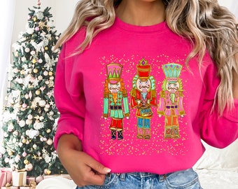 Nutcracker Pink Christmas Sweatshirt, Nutcracker Christmas Sweatshirt, Christmas Gift, Christmas Sweater, Xmas Party Sweater