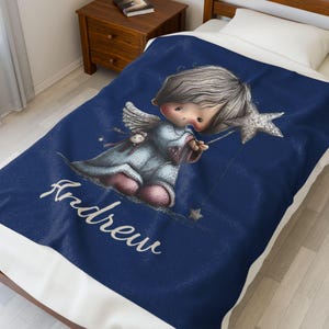 Little Angel Velveteen Plush Blanket, Christmas Angel, Xmas Gift - Throw Blanket, Home Decor, Cozy Blanket, Holiday Gift, Bedding image 4