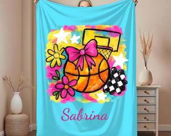 Coquette Girls Basketball Blanket, Team Throw | Girly Room Decor