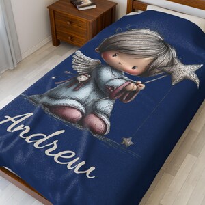 Little Angel Velveteen Plush Blanket, Christmas Angel, Xmas Gift - Throw Blanket, Home Decor, Cozy Blanket, Holiday Gift, Bedding image 5
