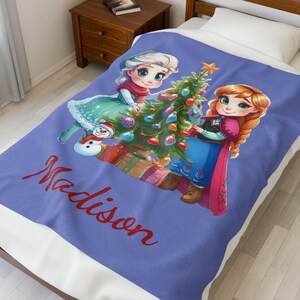 Manta de terciopelo personalizada de Frozen, regalo de Navidad imagen 4
