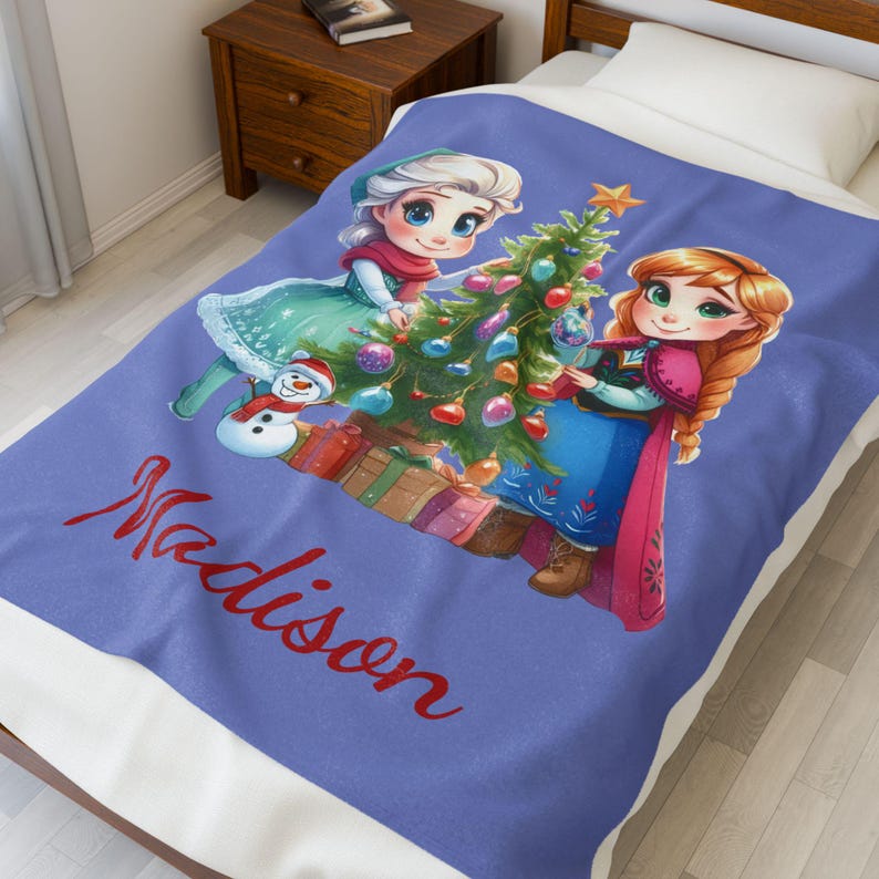 Manta de terciopelo personalizada de Frozen, regalo de Navidad imagen 4
