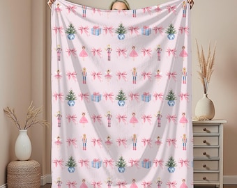 Nutcracker Christmas Blanket,Cute Christmas Blanket,Nutcracker Ballet Gift,Christmas Gift for Ballet Lover, Coquette Nutcracker Blanket