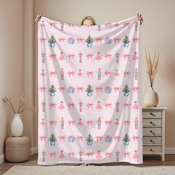 Nutcracker Christmas Blanket,Cute Christmas Blanket,Nutcracker Ballet Gift,Christmas Gift for Ballet Lover, Coquette Nutcracker Blanket