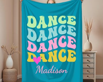 Personalized Retro Dancer Plush Blanket | Custom Name | Dance Recital | Ballet Dancer