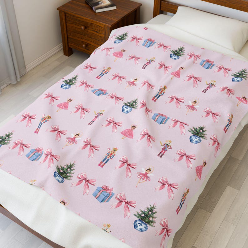 Manta navideña de Cascanueces, bonita manta navideña, regalo de ballet de Cascanueces, regalo de Navidad para amantes del ballet, coqueta manta de Cascanueces imagen 6