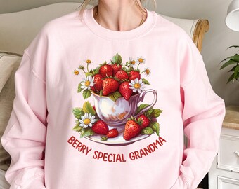 Strawberry Grandma Sweatshirt, Berry Special Gift for Grandma