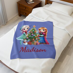Manta de terciopelo personalizada de Frozen, regalo de Navidad imagen 5