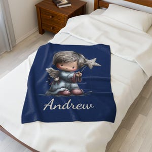 Little Angel Velveteen Plush Blanket, Christmas Angel, Xmas Gift - Throw Blanket, Home Decor, Cozy Blanket, Holiday Gift, Bedding image 3