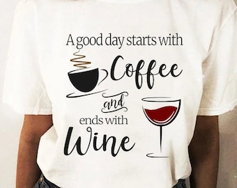 Coffee Wine Love Trend Graphic T Top