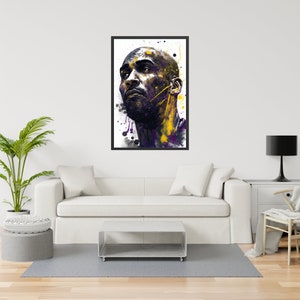 Kobe Bryant Water Color Portrait, Kobe Wall Art, Kobe Printable, Kobe Portrait, Gift For Him, Basketball Wall Art image 4