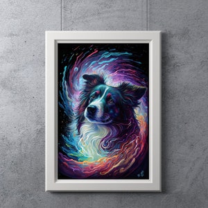 Psychedelische Hond Olieverf schilderij, Digitale Kunst Print, Ai Gegenereerd, Kunst aan de muur, Ai Kunst, Digitale Download, Afdrukbaar, Home Decor, Housewarming Gift