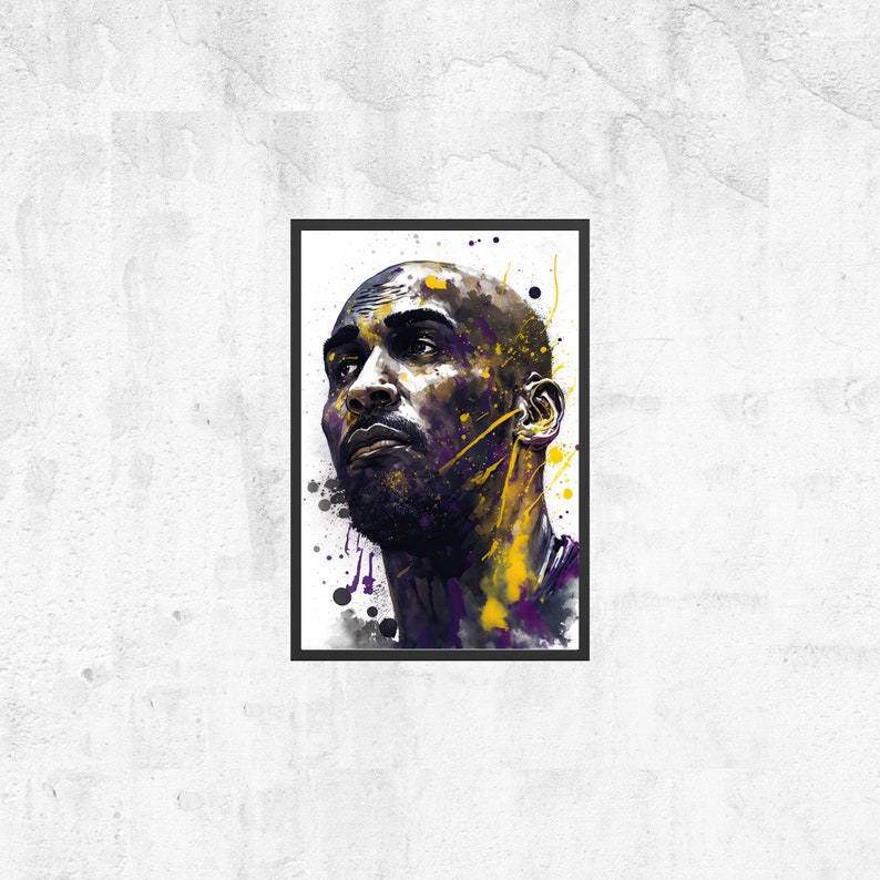 Kobe Bryant Water Color Portrait, Kobe Wall Art, Kobe Printable, Kobe Portrait, Gift For Him, Basketball Wall Art image 2