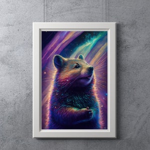 Psychedelische Quokka olieverfschilderij, Digitale Kunst Print, Ai Gegenereerd, Kunst aan de muur, Digitale Download, Afdrukbaar, Home Decor, Housewarming Gift