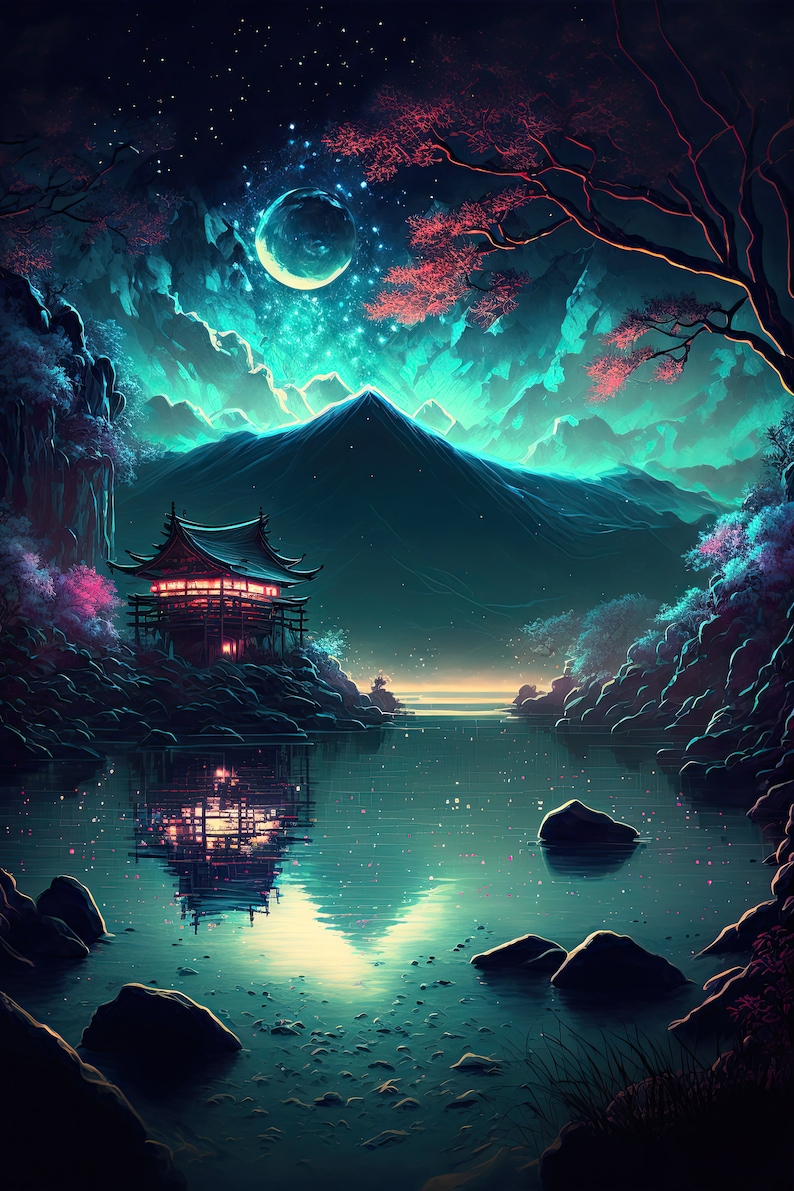 Japanese Landscape Art Oil Painting, Japanese Landscape, Oil Painting