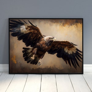 Eagle Oil Painting Vintage Print, Vintage Art, Printable Art, Rustic Art, Ai Art, Ai Generated, Wall Art, Digital Print, Wall Decor
