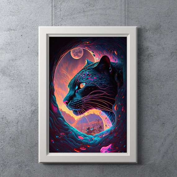 Psychedelic Panther Oil Painting, Digital Print, Ai Generated, Wall Art, Ai  Art, Digital Download, Printable, Home Decor, Housewarming Gift - Etsy
