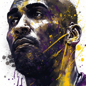 Kobe Bryant Water Color Portrait, Kobe Wall Art, Kobe Printable, Kobe Portrait, Gift For Him, Basketball Wall Art image 1