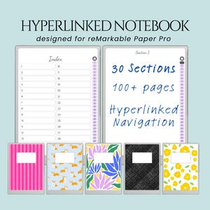 reMarkable Paper Pro Notebook PDF | 30 Section Hyperlinked Index | Clickable Navigation Digital Planner | Instant Download
