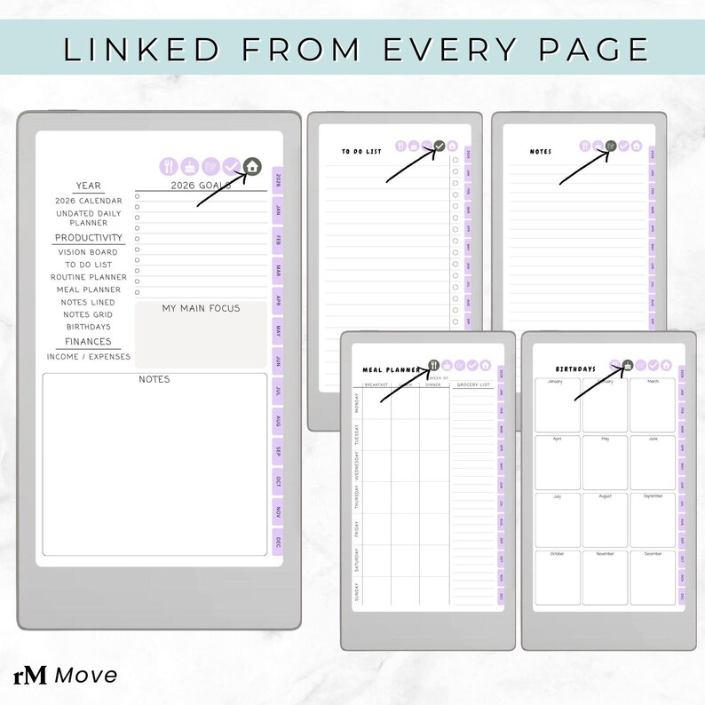 ON SALE! 2026 Digital Planner Remarkable Paper Pro Move | Medium-lined ...