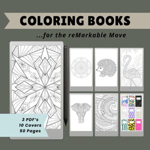 BestSeller Digital Coloring Book for reMarkable Paper Pro Move | 3 Adult Coloring Templates | Mandalas Animals PDF
