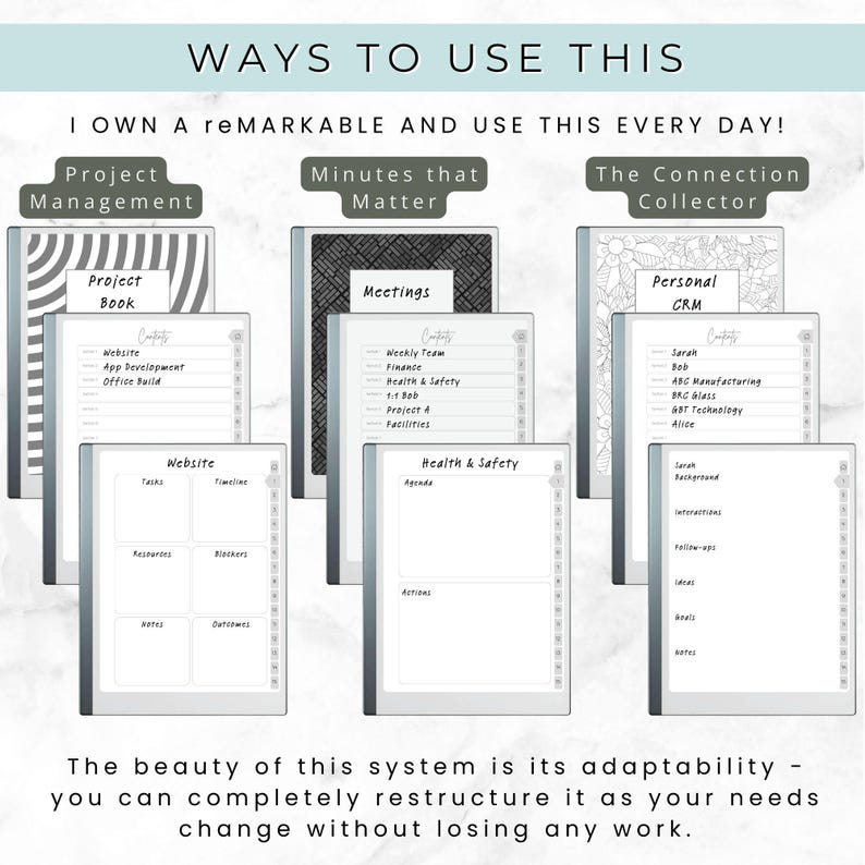 Remarkable Paper Pure Hyperlinked Notebook | 15 Section Versatile ...
