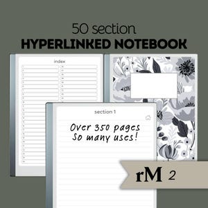 Ultimate Hyperlinked Notebook reMarkable 2 | 50 Section Organizer Template | PDF Download