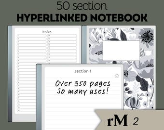 Ultimate Hyperlinked Notebook reMarkable 2 | 50 Section Organizer Template | PDF Download