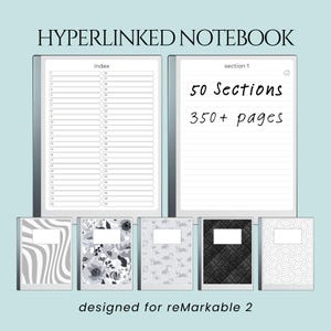 50 Section Hyperlinked Notebook PDF for reMarkable Paper Pure | Clickable Index | Ultimate Digital Organizer Template | Instant Download