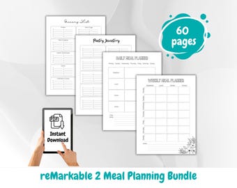 reMarkable 2 Meal Planner Kit: Weekly Menu, Grocery List (PDF)