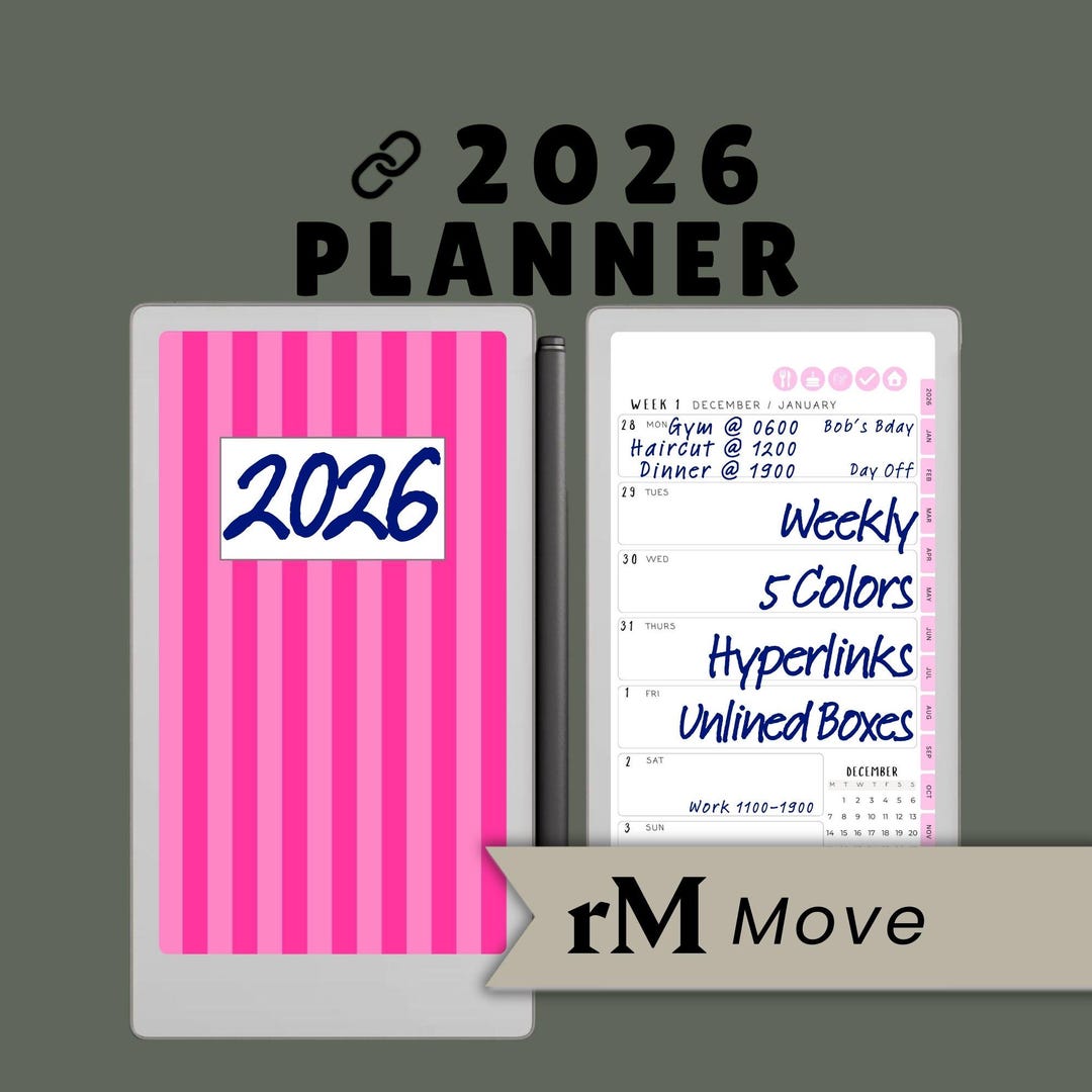 Price Reduced! Remarkable Paper Pro Move 2026 Planner Calendar ...