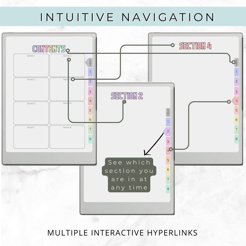 8 section hyperlinked notebook for reMarkable Paper Pro image 4