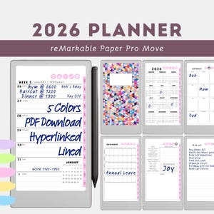 ON SALE! 2026 Digital Planner reMarkable Paper Pro Move | Medium-Lined Weekly Hyperlinked Layout | PDF
