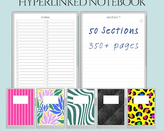 Professional 50 Section Notebook reMarkable Paper Pro | Hyperlinked Template Organizer | PDF