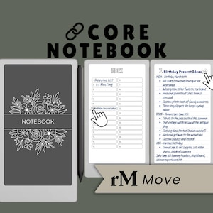 Cuaderno digital personalizable para reMarkable Paper Pro MOVE / 30 secciones / Múltiples diseños / Índice de inicio interactivo / Descarga instantánea en PDF